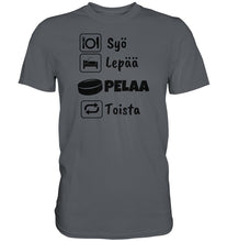 Load image into Gallery viewer, Syö, Lepää, Jääkiekko t-paita unisex - Premium Shirt - FourFan
