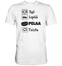 Load image into Gallery viewer, Syö, Lepää, Jääkiekko t-paita unisex - Premium Shirt - FourFan
