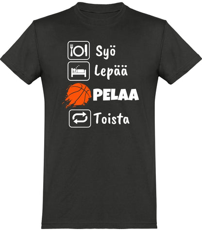 Syö, Lepää koripallo t-paita unisex - FourFan