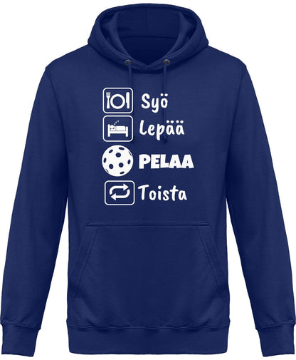 Syö, Lepää, Salibandy unisex huppari valkoinen teksti - FourFan