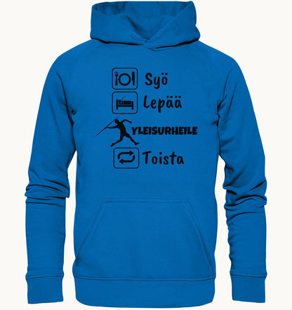 Syö, Lepää, Yleisurheile huppari unisex - FourFan