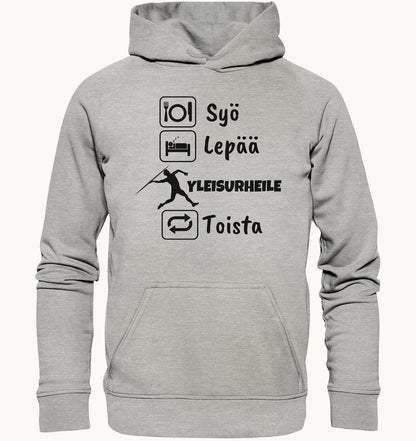 Syö, Lepää, Yleisurheile huppari unisex - FourFan