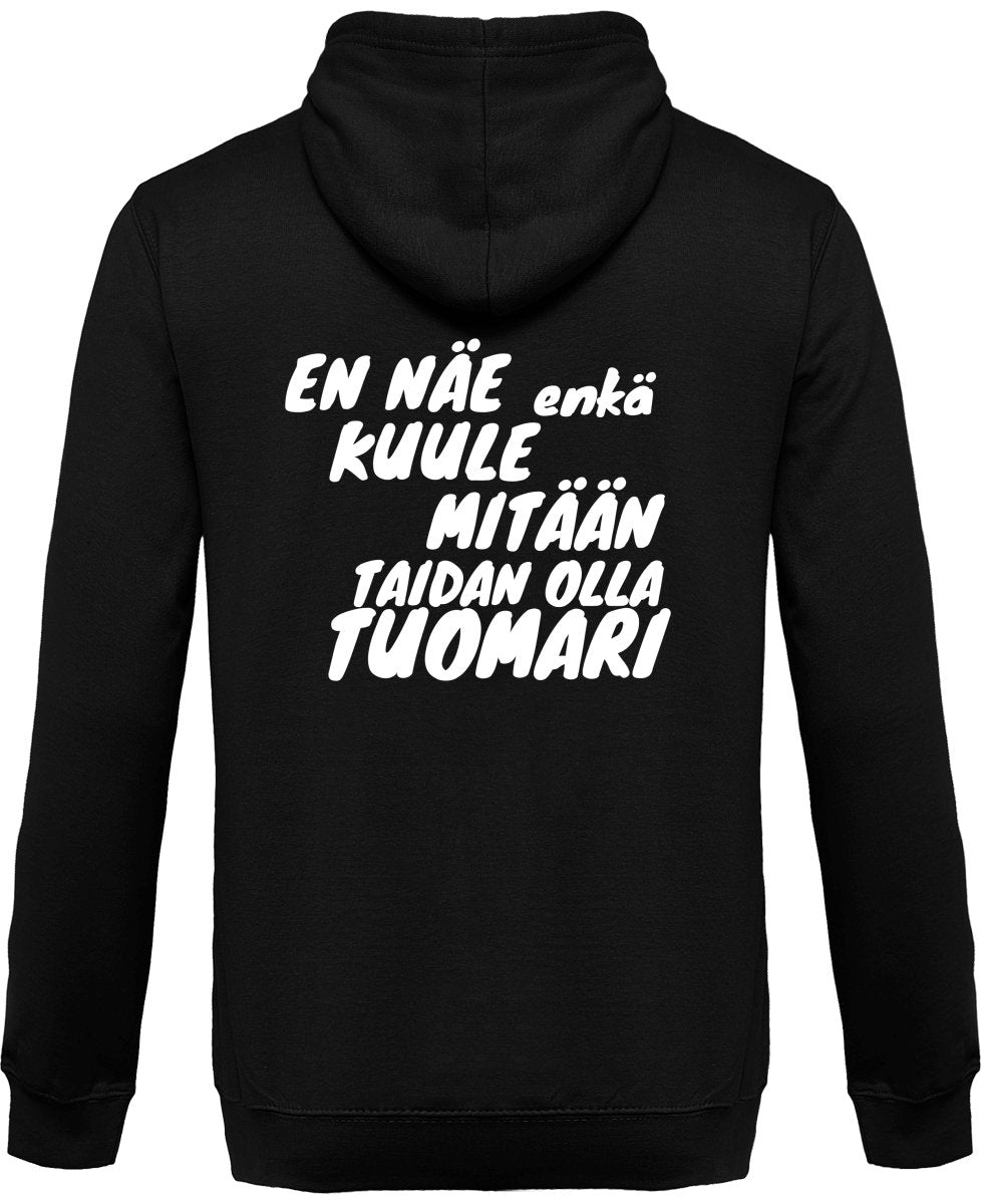 Taidan olla tuomari vetoketjullinen huppari unisex valk. tekstillä - FourFan