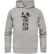 Lataa kuva Galleria-katseluun, Triathlon EKo -huppari unisex musta teksti - FourFan
