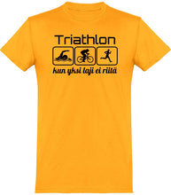 Load image into Gallery viewer, Triathlon yksi laji ei riitä t-paita unisex - FourFan
