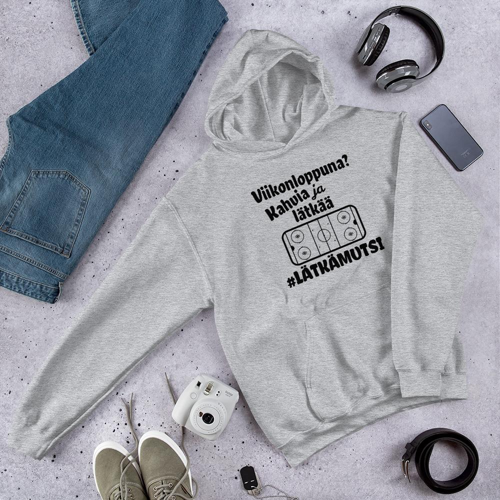 Viikonloppuna kahvia #lätkämutsi huppari unisex - FourFan